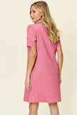 Double Take Full Size Texture Collared Neck Short Sleeve Dress  Style Ratio