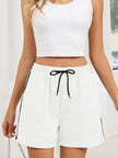 Striped Trim Drawstring Shorts  Style Ratio
