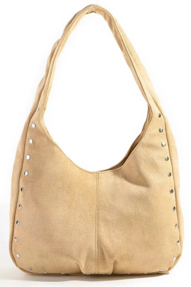Fame Faux Suede Studded Trim Hobo Bag  Style Ratio