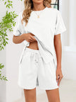 Round Neck Short Sleeve Shirt and Shorts Loungewear  Style Ratio