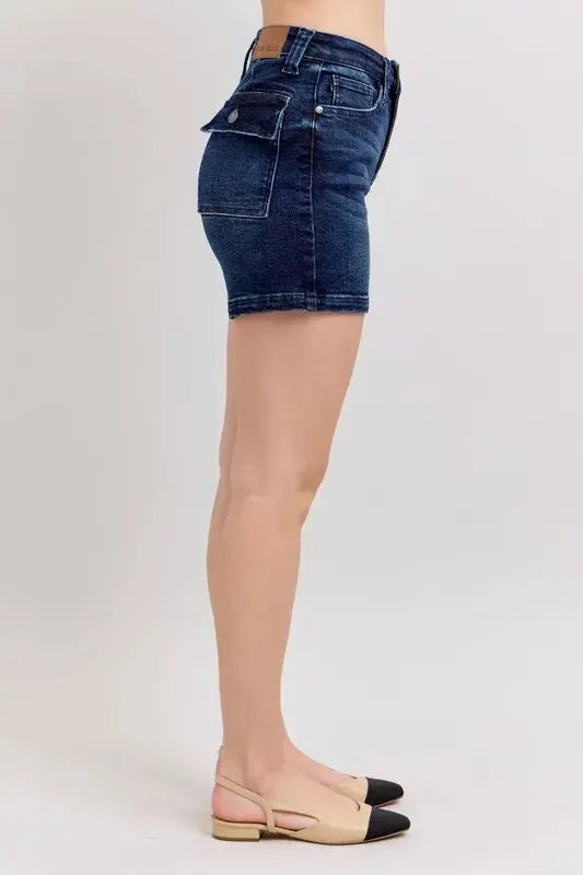Judy Blue High Waist Back Flap Pocket Denim Shorts  Style Ratio