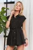 Adora Solid Cap Sleeve Button Up Short Sleeve Shirt  Style Ratio