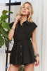 Adora Solid Cap Sleeve Button Up Short Sleeve Shirt  Style Ratio