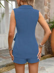 Sleeveless Blazer with Tie Waist & Shorts Set  Style Ratio
