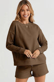 Double Take Full Size Texture Long Sleeve Top and Drawstring Shorts Set  Style Ratio