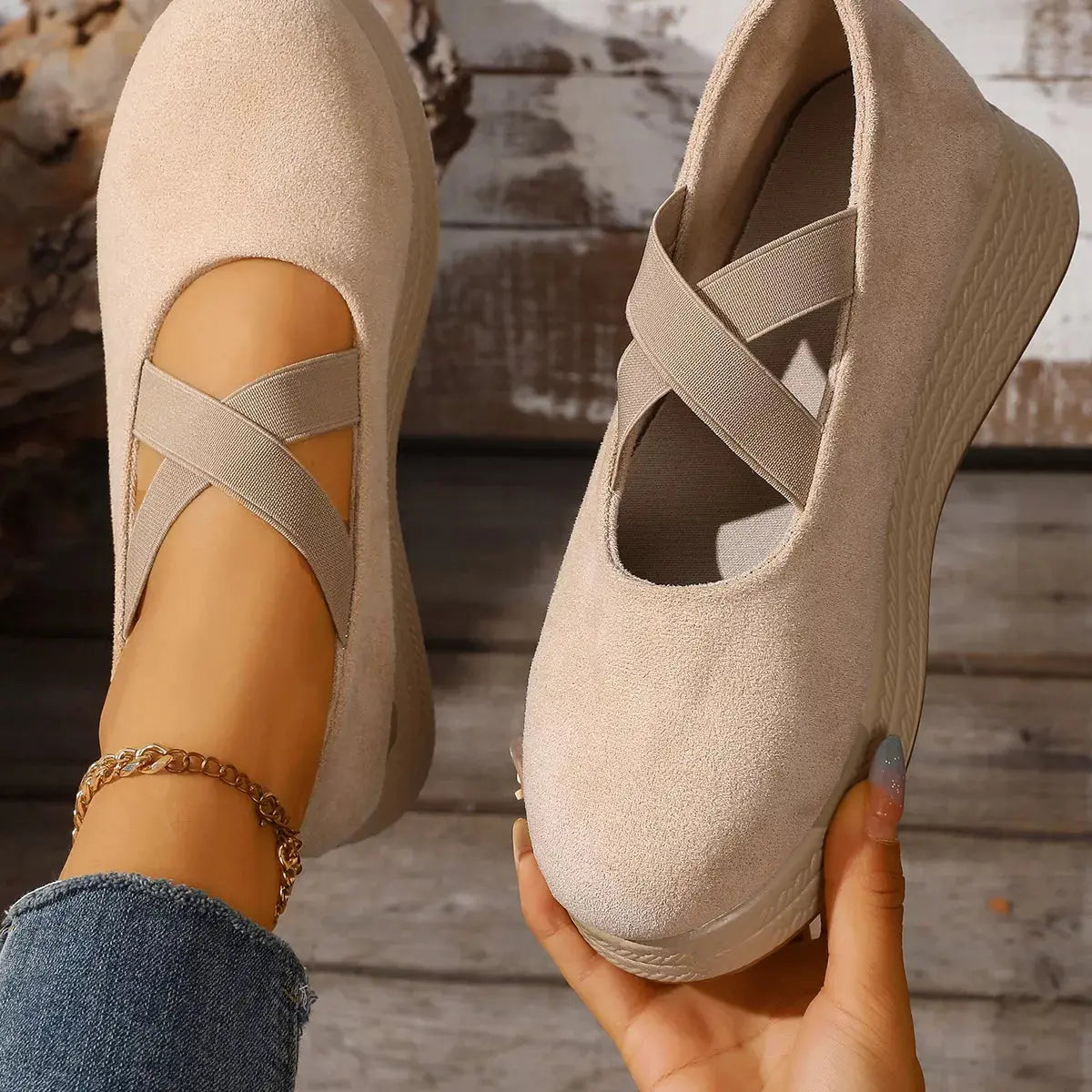 Crisscross Wedge Slip-Ons  Style Ratio