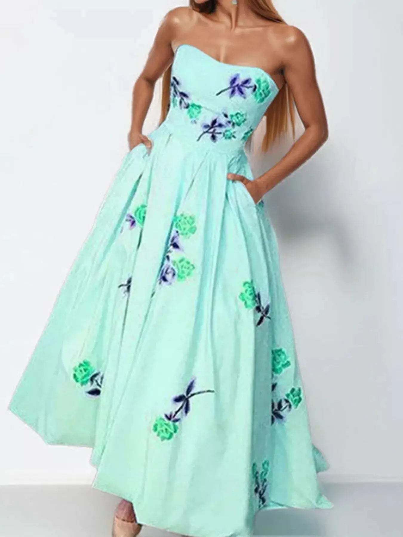 Floral Print Tube Maxi Dress  Style Ratio