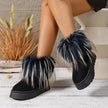 Fuzzy Trim Platform Ankle Boots  Style Ratio