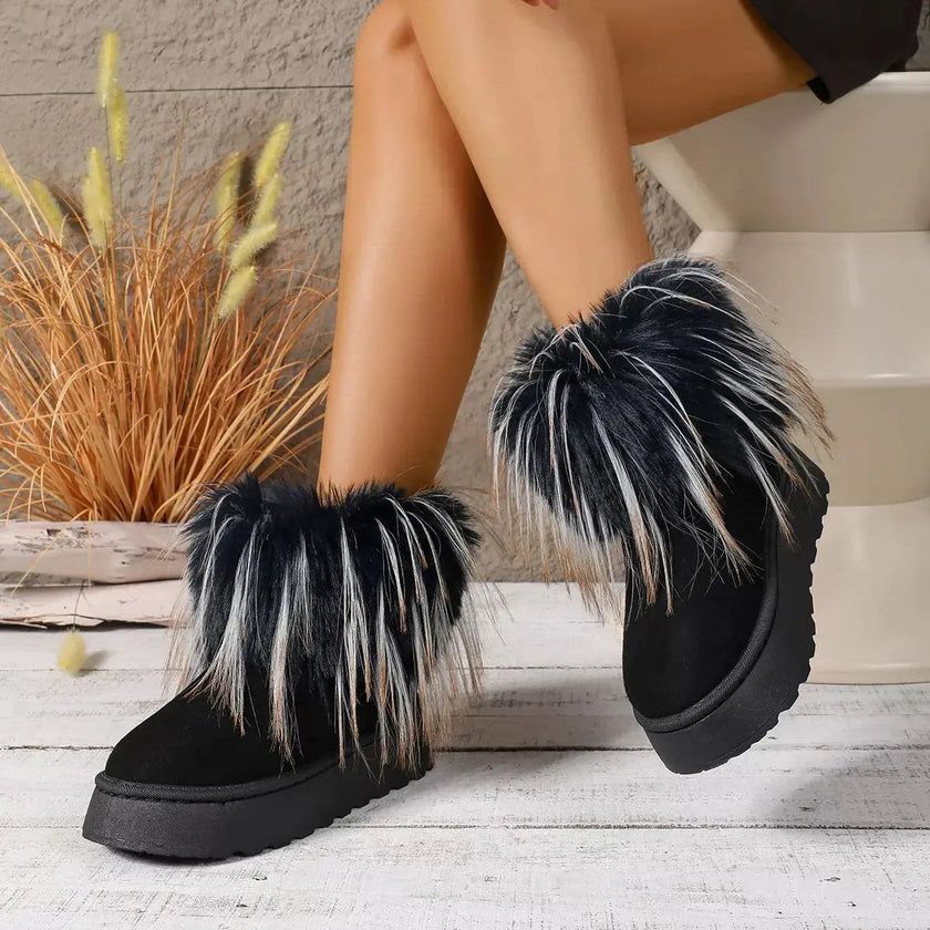 Fuzzy Trim Platform Ankle Boots  Style Ratio
