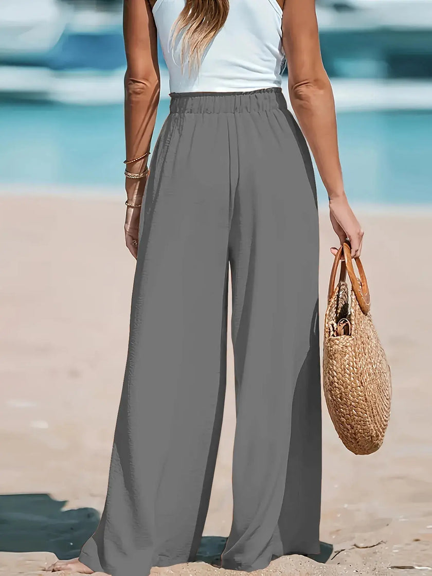 Full Size Drawstring Waist Wide Leg Pants Plus Size  Style Ratio