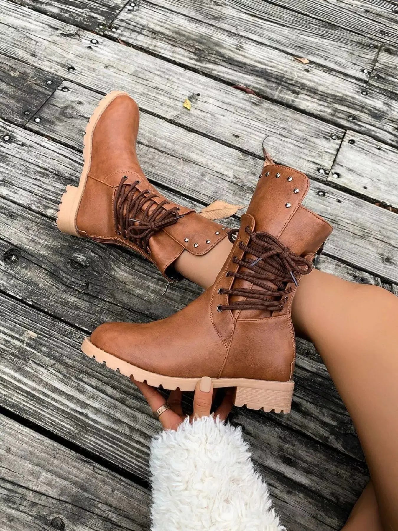 Round Toe Block Heels Boots  Style Ratio
