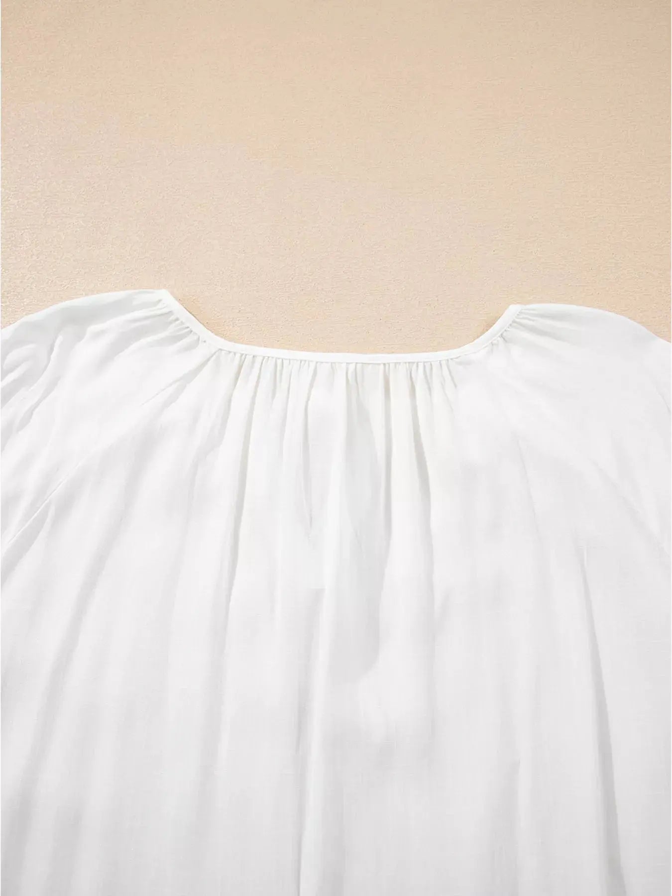Floral Embroidered Tie Neck Blouse  Style Ratio