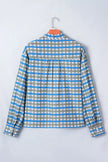 Plaid Long Sleeve Frilled Detail Half Button Blouse  Style Ratio