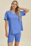 Basic Bae Full Size Ribbed V-Neck Short Sleeve Top and Shorts Loungewear  Style Ratio