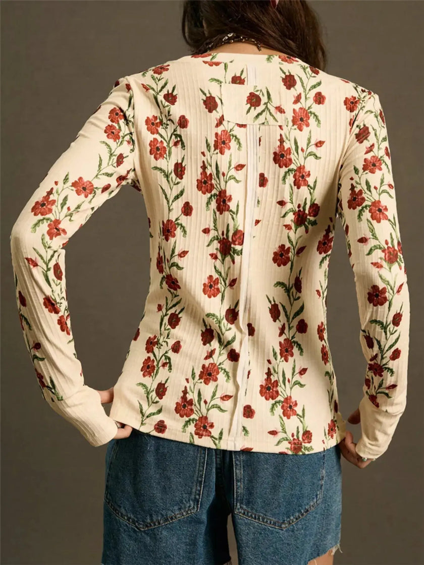 Floral Print Long Sleeve Shirt  Style Ratio