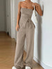 Ribbed Knit Tube Top and Wide Leg Pants Set  Style Ratio