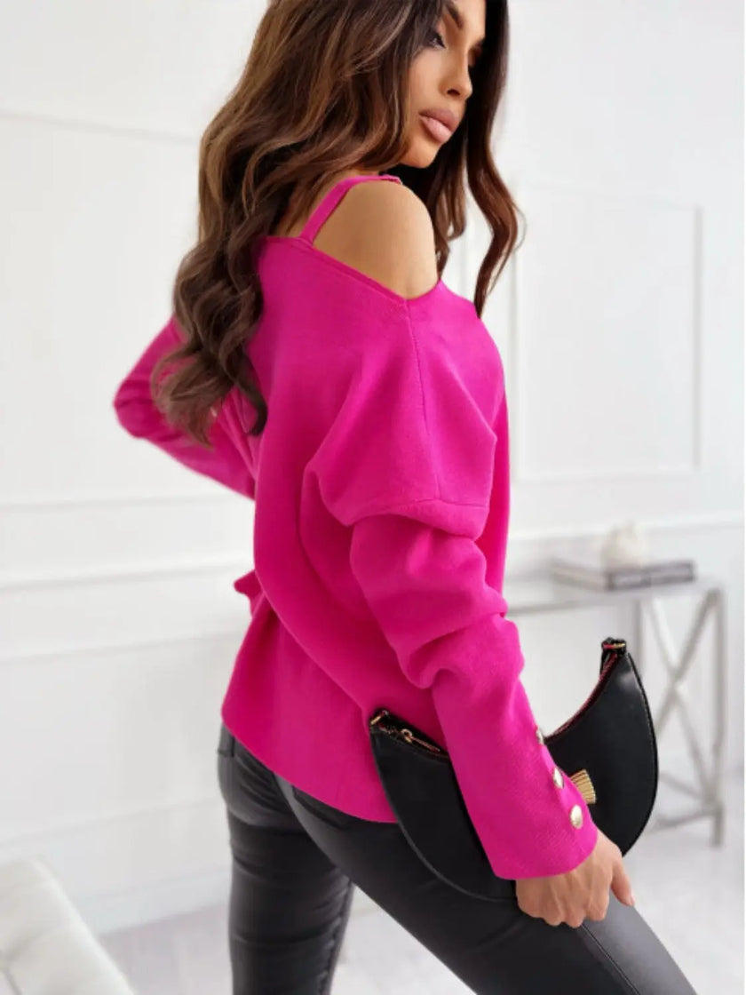 Asymmetrical Neck Buttoned Top  Style Ratio