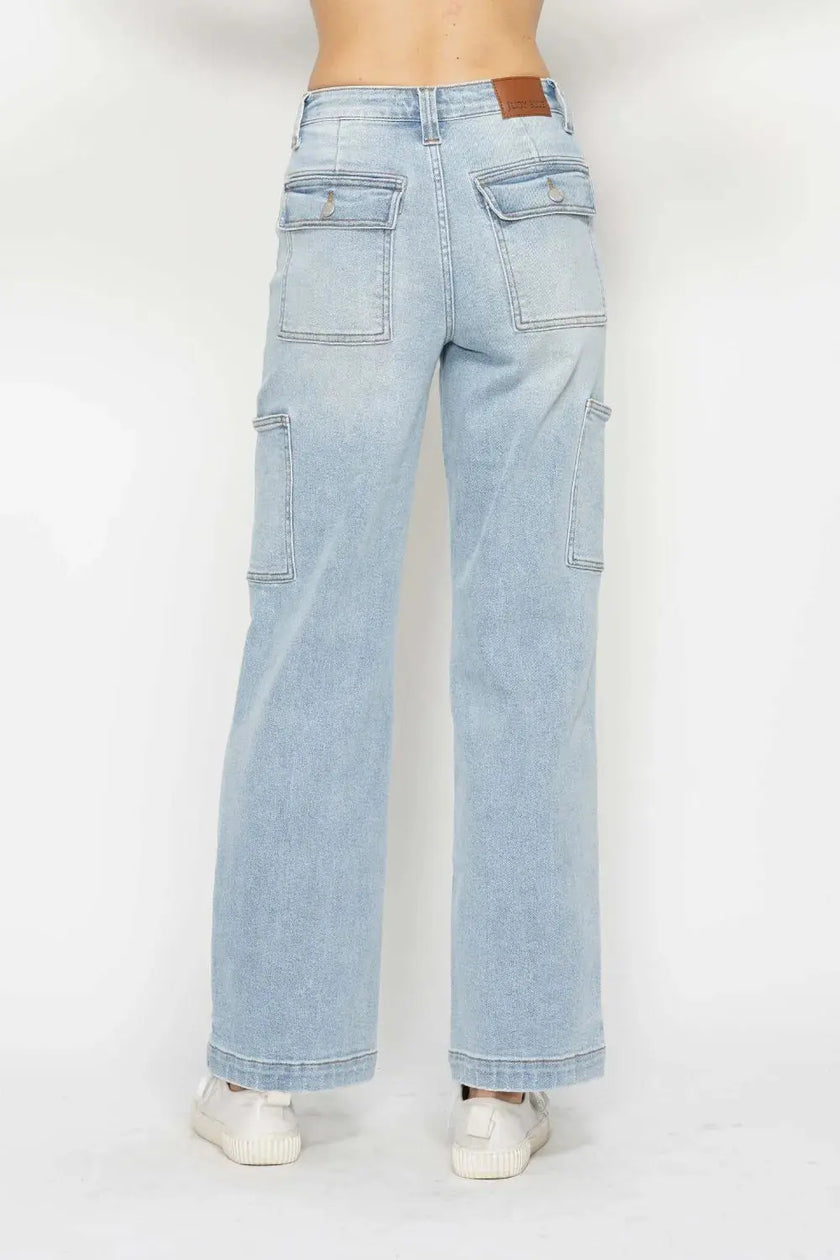 Judy Blue Full Size High Waist Straight Cargo Jeans  Style Ratio
