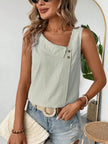 Decorative Button Asymmetrical Striped Tank Top  Style Ratio