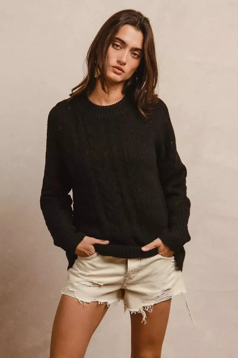 BiBi Twist Knitted Open Shoulder Sweater  Style Ratio