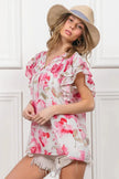 BiBi Floral Print Flutter Sheer Blouse  Style Ratio