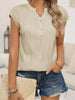 Wavy Textured Button V Neck Blouse  Style Ratio