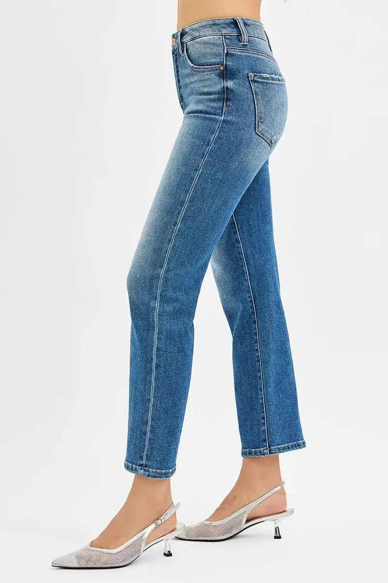 RISEN Tummy Control High Rise Crop Straight Jeans  Style Ratio