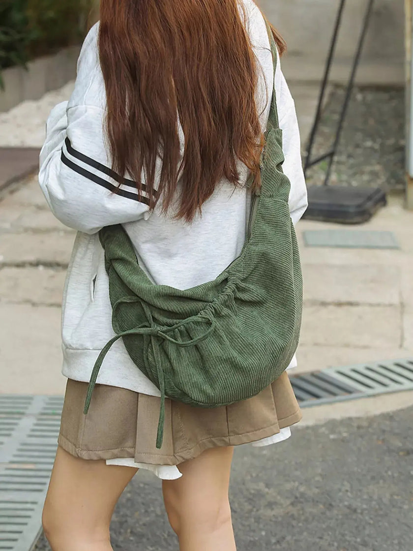 Corduroy Drawstring Crossbody Bag  Style Ratio