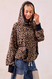 BiBi Leopard Print Waffle Half Zip Up Hoodie W Pocket  Style Ratio