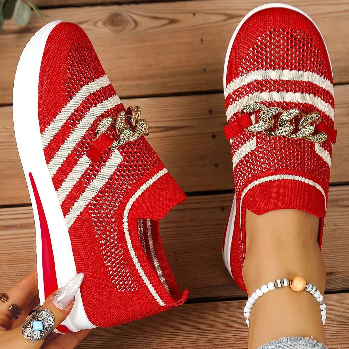 Round Toe Mesh Slip-Ons  Style Ratio