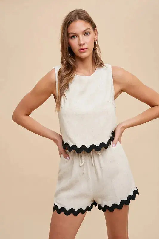 Annie Wear Ric Rac Trim Detailed Top & Shorts Set  Style Ratio