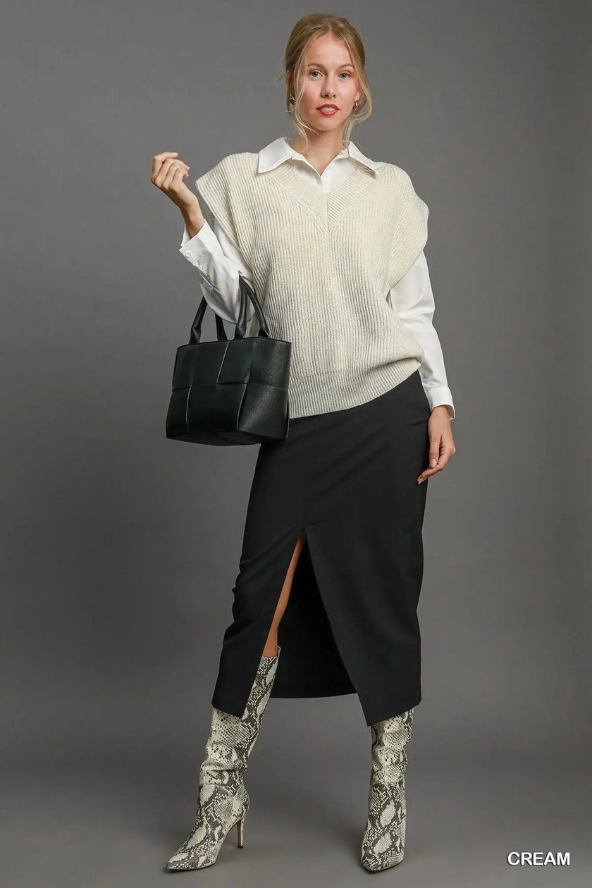 Umgee Oversized V Neck Vest  Style Ratio