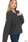 Zenana High Neck Full Zip Sweater Cardigan  Style Ratio