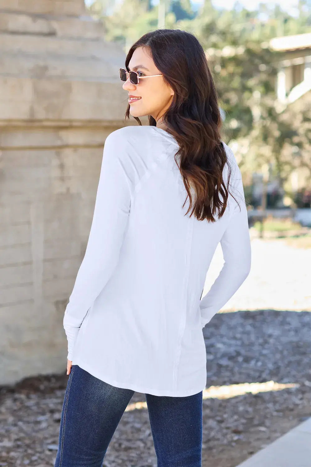 Basic Bae Full Size Round Neck Long Sleeve Shirt  Style Ratio