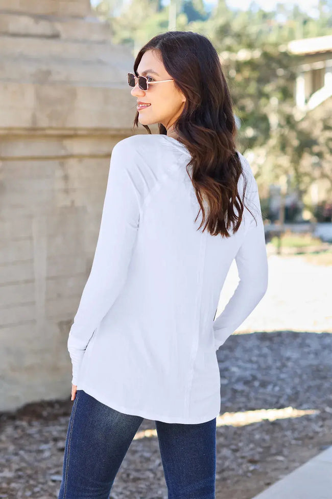 Basic Bae Full Size Round Neck Long Sleeve Shirt  Style Ratio