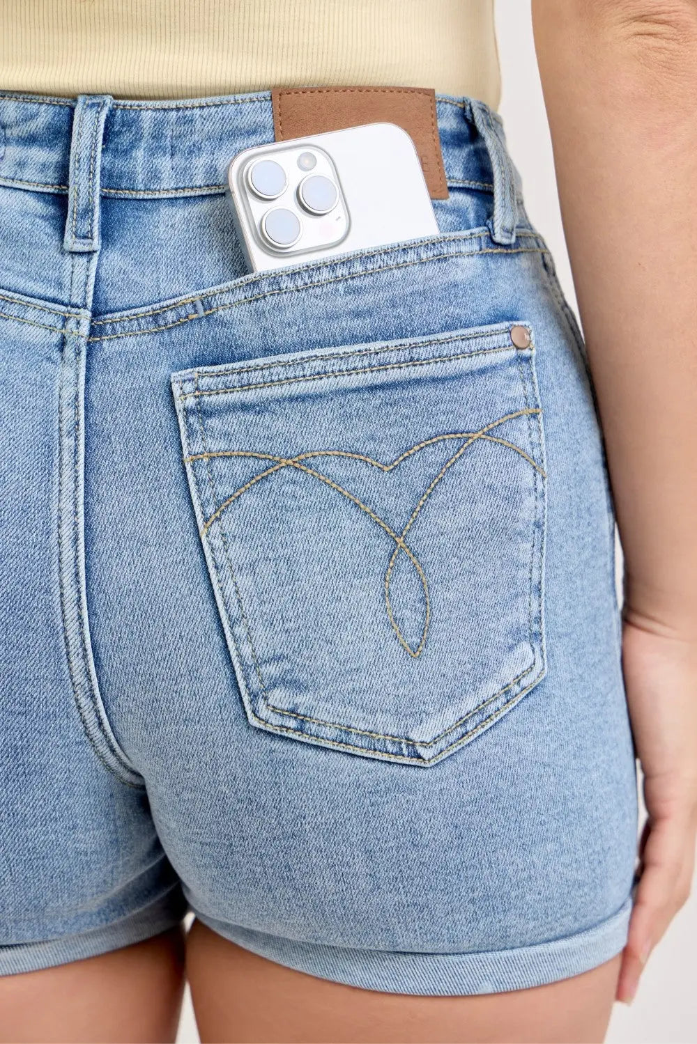 Judy Blue High-Waisted Slim Short with Cell Phone Back Pockets  Style Ratio