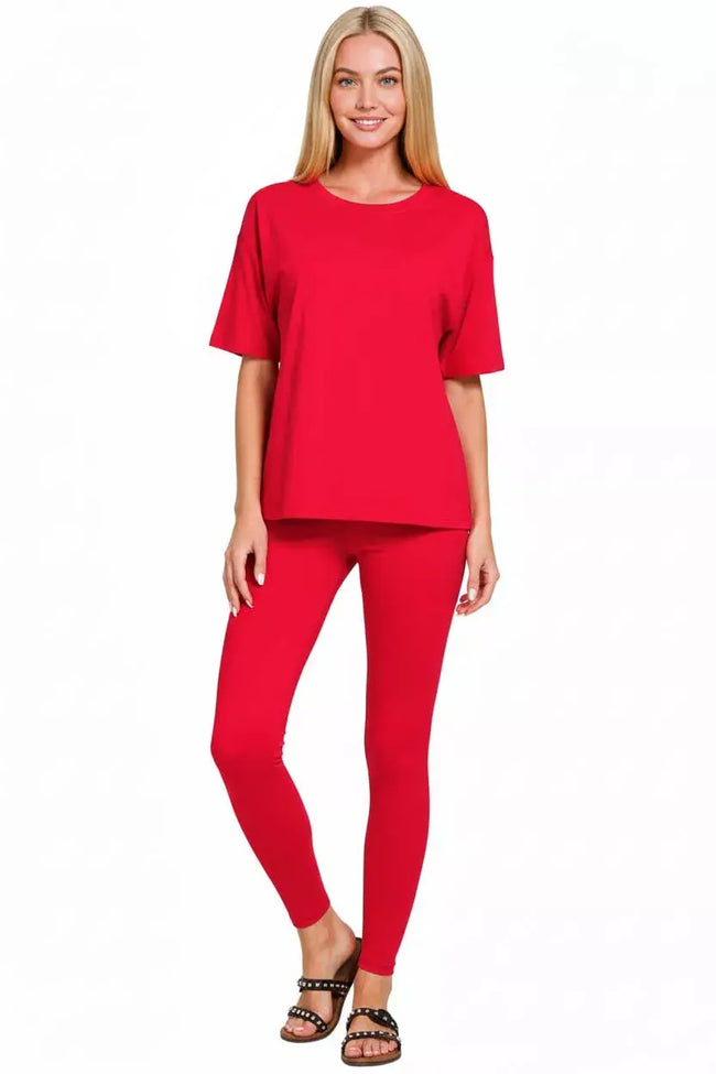 Zenana Full Size Brushed Microfiber Short Sleeve Top and Pants Loungewear  Style Ratio