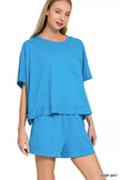 Zenana Exposed Seam Boxy Top & Shorts Loungewear  Style Ratio