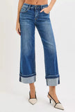 RISEN Mid Rise Ankle Straight Jeans with Cuffed Hem  Style Ratio