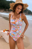 Printed Square Neck Wide Strap One-Piece Swimwear  Style Ratio