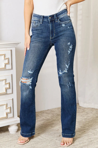 Judy Blue Mid Rise Bootcut Jeans Trendsi