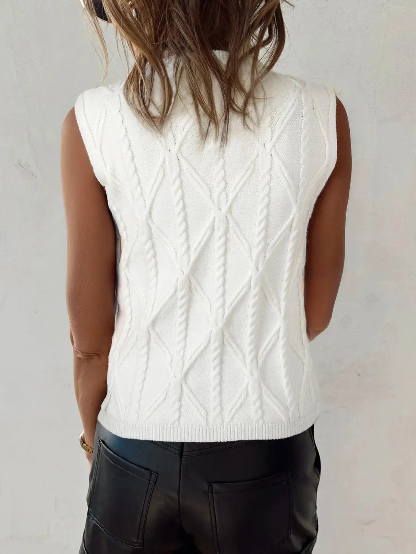 Pearled Mock Neck Textured Knit Sweater  Style Ratio