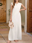 Full Size Slit Round Neck Sleeveless Maxi Tank Dress  Style Ratio