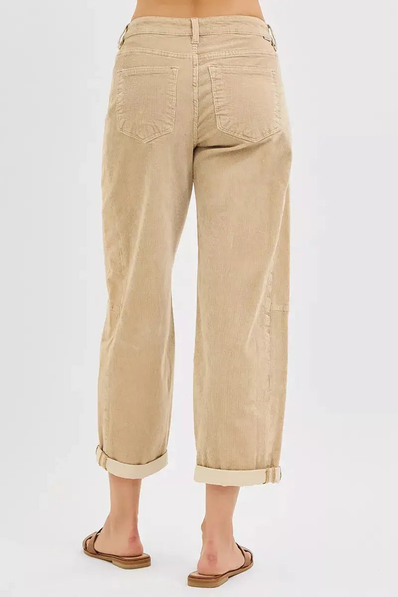 RISEN High Rise Crop Barrel Cordurory Pants  Style Ratio