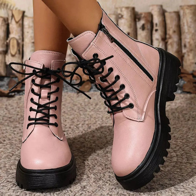 Round Toe Block Heels Boots  Style Ratio