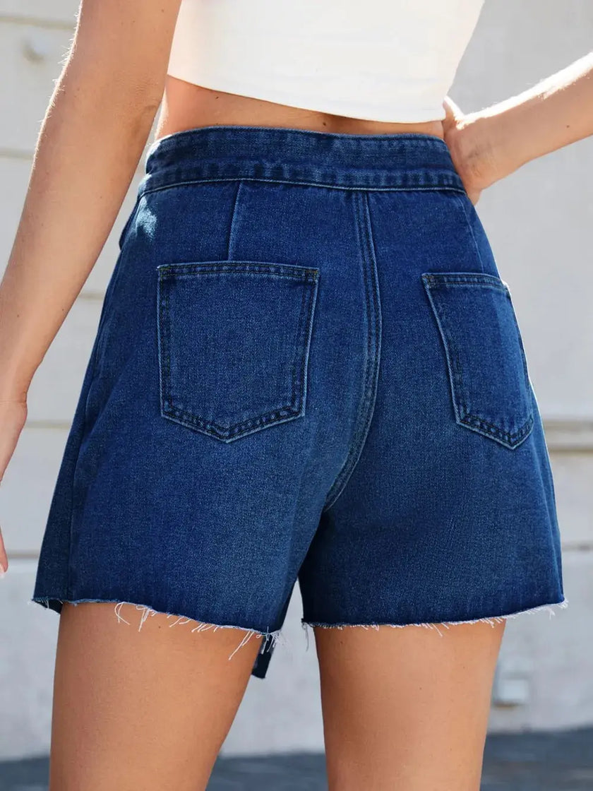 Frayed Hem Asymmetrical Denim Skort  Style Ratio