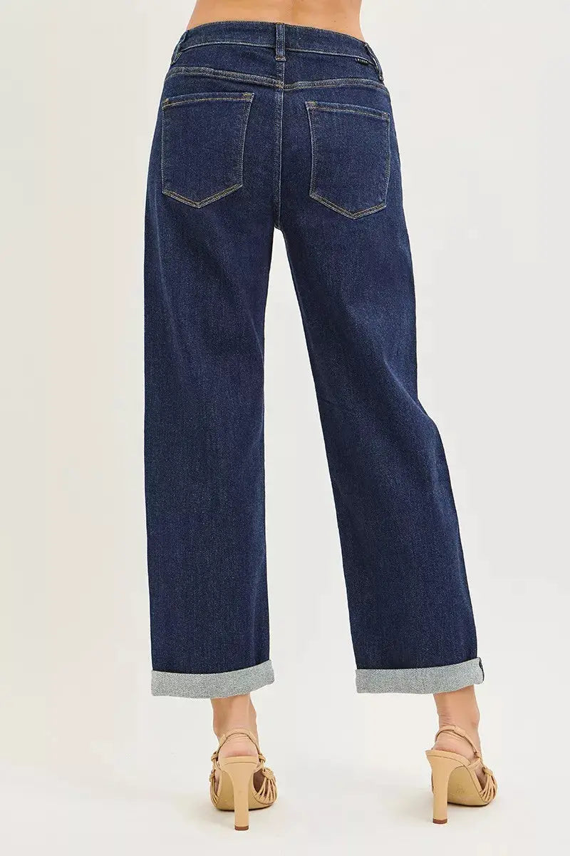 RISEN Slouchy Cropped  Boyfriend Jeans With Cuffed Hem  Style Ratio