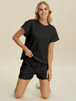 Double Take Full Size Texture T-Shirt and Shorts Set  Style Ratio