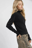 Umgee Ruffle Mock Neck Puff Sleeve Sweater  Style Ratio
