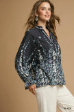 Umgee Full Size Floral Vine Print Blouse with Balloon Sleeves  Style Ratio